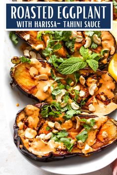 grilled eggplant stuffed with cashews, pine nuts and cilantro