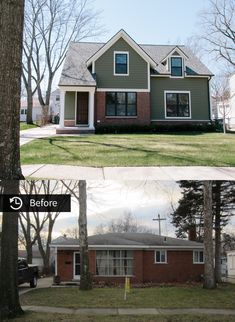 before and after photos of a house in the suburbs