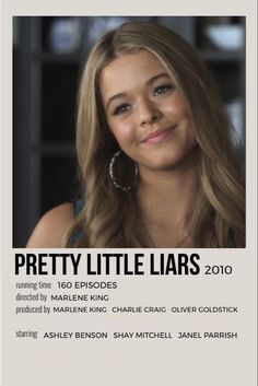 a poster for pretty little liars with the caption's name on it