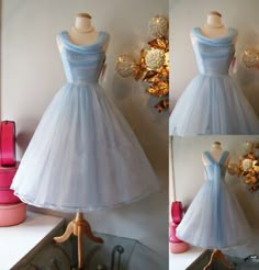 Prom Dresses Knee Length, 50s Prom Dresses, 1950s Prom Dress, 50s Prom, Tea Length Prom Dress, Dresses Knee Length, Cinderella Blue, Dresses 1950s, Cinderella Party