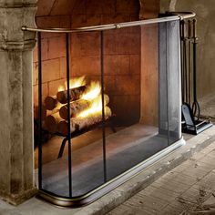 Inspired circa 19th Century Victorian design – Pilgrim’s English Rail collection is going to instantly add warmth and style to your fireplace hearth. Available in a hand-finished warm antique brass patina. Actual screen mesh size without the rail dimensions included: 39″W x 31″H x 9” D Pilgrim Original Design.Lifetime Warranty. Fireplace Guard, Fireplace Gate, English Fireplace, Radiator Screen, Curved Fireplace, Decorative Fireplace Screens, Brass Fireplace Screen, Brass Rail, Craftsman Fireplace