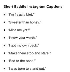 an image of short baddie instagram captions on white paper with black writing