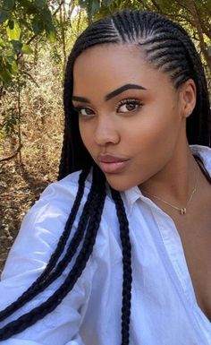 Cornwors Braids, Cornrows With Box Braids In The Back, Conrows For Black Women, 2 Layer Feed In Braids Cornrows, Canerow Braids Hairstyles, Cornwors Hairstyle, Conrow Ponytails Braids, Large Cornrows Braids, Cornrow And Box Braids Hairstyles