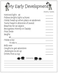 an early development worksheet with elephants