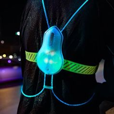 a person wearing a neon light up shirt