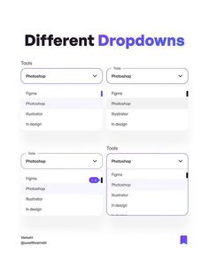 the different dropdowns page in wordpress