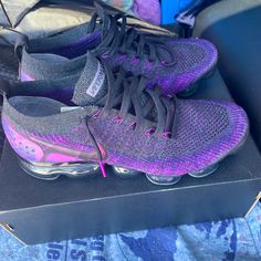 2018 Vapormax Flynit 2 “Purple Night” These Shoes Have A Little Bit Of Wear. Brand New Ones Go For About 600 On Goat And Stockx. I Just Wanna Get Rid Of Em. Purple Air Max Cushioned Lace-up Sneakers, Purple High-top Running Shoes With Abzorb Midsole, Purple Running Shoes With Cushioned Footbed For Streetwear, Sporty Purple Running Shoes With Air Cushioning, Nike Purple Running Shoes For Streetwear, Purple Lace-up Running Shoes With Boost Midsole, Purple Streetwear Running Shoes With Laces, Purple Running Shoes With Boost Midsole And Round Toe, Purple High-top Running Shoes With Air Max Cushioning