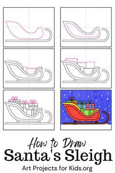 how to draw santa's sleigh art projects for kids or toddlers