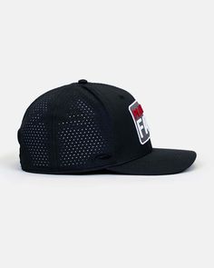 Style: 6-Panel Structured Ultra-Fit Hat. Embroidery Patch with Raised Letters. Perforated Pattern on Side Panels Fabric: SPF30-TriTech Moisture-wicking 4-way stretch/ w PPM sweatband Back: Adjustable Snapback, Mid-Crown Crown Height: 4.3" Visor: Slight Curved Raised Letters, Golf Hat, Hat Embroidery, Golf Hats, Embroidery Patch, Embroidery Patches, Hat Shop, Side Panels, Golf Club