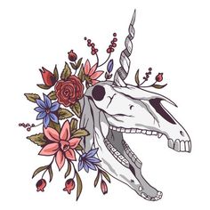 Floral unicorn skull open mouth PNG Design Skull Open Mouth, Mouth Png, Unicorn Skull, Skull Png, Skull T Shirt, Open Mouth, Skull Tshirt