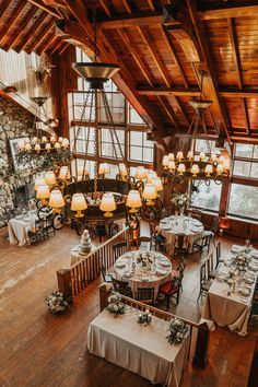 an overhead view of a dining room with tables and chairs set up for a formal function