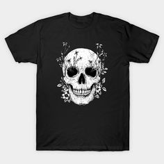 Flowers growing on skull. -- Choose from our vast selection of Crewneck and V-Neck T-Shirts to match with your favorite design to make the perfect graphic T-Shirt. Pick your favorite: Classic, Boxy, Tri-Blend, V-Neck, or Premium. Customize your color! For men and women. Grunge Skull T-shirt Pre-shrunk, Halloween T-shirt With Skull Front Print, White Skull Shaped Grunge T-shirt, White Grunge T-shirt With Skull Design, Skull T Shirt, T Shorts, Skull Painting, Flower Skull, Skull Tshirt