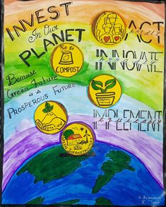 a poster with different types of money and the words invest in the planet on it