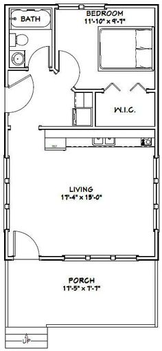 the floor plan for a two bedroom, one bathroom apartment with an attached living area