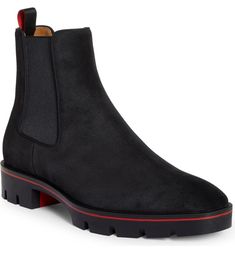 Christian Louboutin Alpinsol Chelsea Boot (Men) | Nordstrom Dress Boot Men, Louboutin Boots Men, Guy Accessories, Louboutin Men, Random Guy, Boots Outfit Men, Men Boot, Black Boots Men, Mens Dress Boots