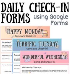 Use these daily check-in forms to check in with your students! The form questions included allow students to share how they are doing in regard to school closure, ask any questions they may have, reflect on successes and challenges, set goals for the day, and give feedback to the teacher based on the teacher's online classroom. These were created through Google Forms, they have from 5-10 questions per form (depending on the day of the week), and are fully editable - add your own personal questio Interactive Notebook Rubric, Site Coordinator, Middle School Humanities, Goals For The Day, Effective Feedback, Teacher Development, Virtual Teaching, Assistant Principal, Kids Bible