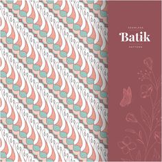 a book with an abstract pattern on the front and back cover, featuring pink flowers