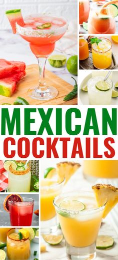 mexican cocktails collage with text overlay