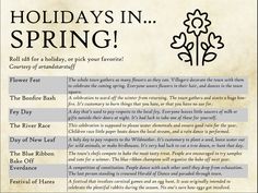 a poster with the words holidays in spring on it and an image of a flower