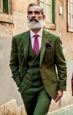 Olive Green Plaid Men's Suit Vintage Retro Prom Party Groom Tuxedo Wedding Suits | eBay Dandy Look, Gentleman Mode, Tuxedo Wedding Suit, Dandy Style, Dinner Suit, White Beard, Green Suit, Tweed Suits, Fashion Suits