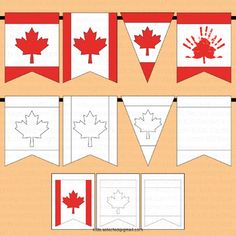 canadian flag buntings with maple leaves on them