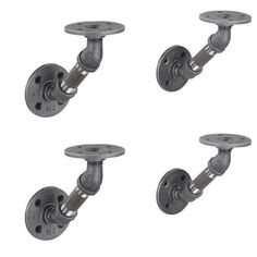 four wall mounted shower faucets in various styles and finishes, each with an adjustable arm