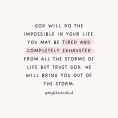 God is all-powerful and all-loving, and He will never give up on us. If we trust in Him and seek His guidance, regardless of how impossible our circumstances may seem, He will work miracles in our lives and bring us through any storm. * 2 Corinthians 4:8-9: “We are hard pressed on every side, but not crushed; perplexed, but not in despair; persecuted, but not abandoned; struck down, but not destroyed.” * Jeremiah 29:11: “For I know the plans I have for you,” declares the Lord, “plans to pro... Bible Quotes Strength, Deep Christian Quotes, Run And Not Grow Weary, Strength Bible Quotes, Jehovah Jireh, Hope In The Lord, Worship Quotes