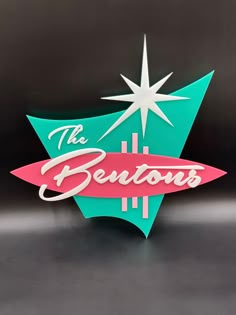 the berylous sign is on display in front of a black background with white stars