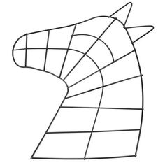 a drawing of a horse's head made out of wire on a white background