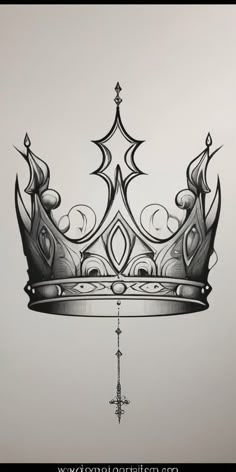 a black and white drawing of a crown