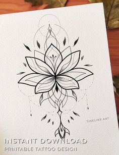 a white card with black ink on it that says instant download printable tattoo design