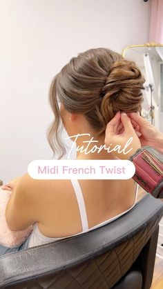 Instagram French Twist Updo Medium Length Hair, Veil With French Twist, French Twist For Medium Length Hair, Twisted High Bun, Low Bun Face Framing Pieces, Midi Updo Bridal Hair, Soft French Twist Updo, French Twist Front View, Updo Hairstyles Fine Hair