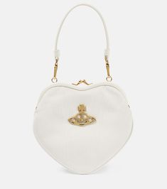 Belle Heart Mini leather-trimmed shoulder bag in white - Vivienne Westwood | Mytheresa Vivienne Westwood Purse, Bold Gold Jewelry, Westwood Vivienne, Spring Sunglasses, Vivienne Westwood Bags, Heart Shaped Frame, Frame Purse, Bridal Bag, Heart Bag