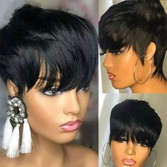 Short Human Hair Wig. Machine Made Wig. 100% Human Hair. Average Size Cap. Brazilian Hair. You Have To Cut And Style To Make This Look. Soft Hair. Beautiful Wig. Final Sale Short Bob Straight, Short Cut Wigs, Cheap Human Hair Wigs, Bob Straight, Pixie Cut With Bangs, Real Hair Wigs, Short Human Hair Wigs, Human Wigs, Short Sassy Hair