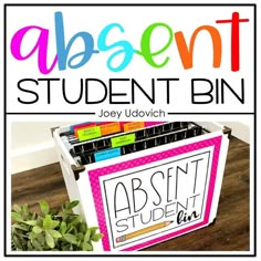 Absent Student Work Bin by Joey Udovich Absent Work Organization, Absent Student Work, Classroom Necessities, Joey Udovich, Absent Work, Bin Cover, Absent Students, Student Folders, Work Bins