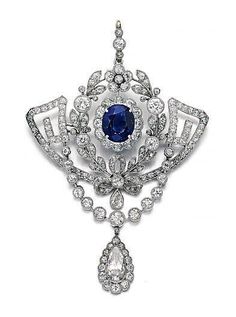 Lab Ceylon Blue Sapphire Brooch 925 Sterling Silver Highend Auction Jewelry CZ Bijoux Fil Aluminium, Pendant Brooch, Edwardian Jewelry, Diamond Brooch, Cz Jewelry, Fabulous Jewelry, Victorian Jewelry, Art Deco Jewelry, Belle Epoque