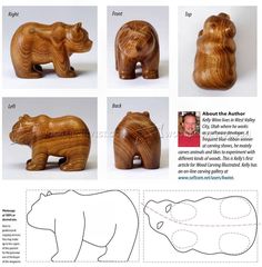 the instructions for how to make a wooden bear toy with pictures and text on it