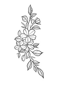 a black and white drawing of flowers