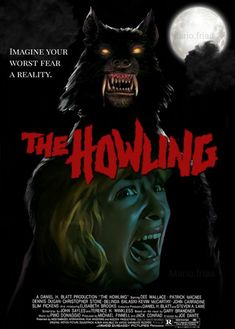 the howling movie poster with an evil woman and a wolf on it's head