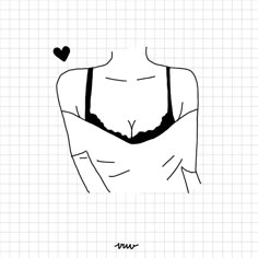 a drawing of a woman's breast with a heart on her chest