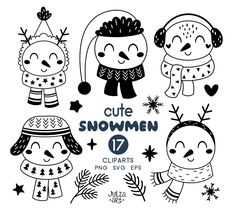 the cute snowmen cliparts are available for use in crafts and coloring books