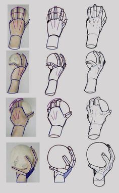 several different types of gloves are shown in this drawing lesson for beginners to learn how to draw hands