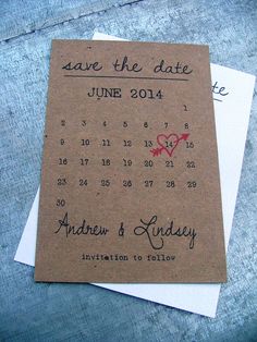 save the date calendar card on top of two envelopes