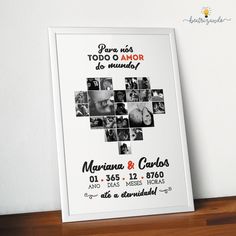 a white framed poster with many different pictures on it's sides and the words to do diario do mundo written in spanish