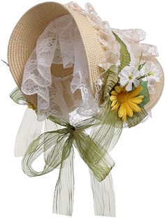 Sun Hat With Bow, Victorian Straw Hat, Cute Sun Hat, Cute Stuff On Amazon, Summer Hat Aesthetic, Tea Party Clothes, Victorian Hats Woman, Cottage Core Hat, Garden Tea Party Outfit