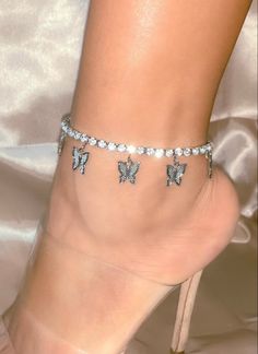 Baddie Accessories, Diamond Anklet, Club Jewelry, Butterfly Chain, Mini Butterfly, Valentines Gift For Her, Miami Cuban Link Chain, Chain Diamond