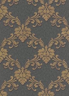 an ornate wallpaper pattern in grey and gold