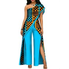 Dashiki Clothing, African Attire For Women, African Jumpsuit, African Pants, African Print Jumpsuit, African Wear Dresses, Gaun Fashion