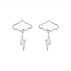 Clouds And Lightning, Cloud Earrings, Stud Drop Earrings, My Best Friend's Birthday, Silver Cloud, Rain Clouds, Zodiac Gifts, Storm Clouds, Celestial Jewelry