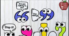 an image of some cartoon characters with speech bubbles on the side of a wooden wall